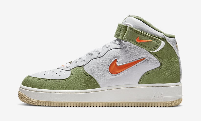 【国内 5/19 発売】ナイキ エア フォース 1 ミッド “ホワイト/グリーン/オレンジ” (NIKE AIR FORCE 1 MID “White/Green/Orange”) [DQ3505-100]