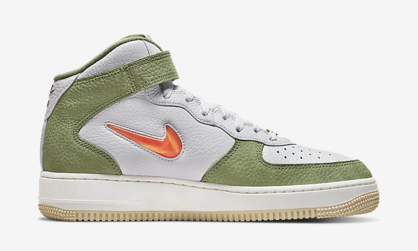 【国内 5/19 発売】ナイキ エア フォース 1 ミッド “ホワイト/グリーン/オレンジ” (NIKE AIR FORCE 1 MID “White/Green/Orange”) [DQ3505-100]