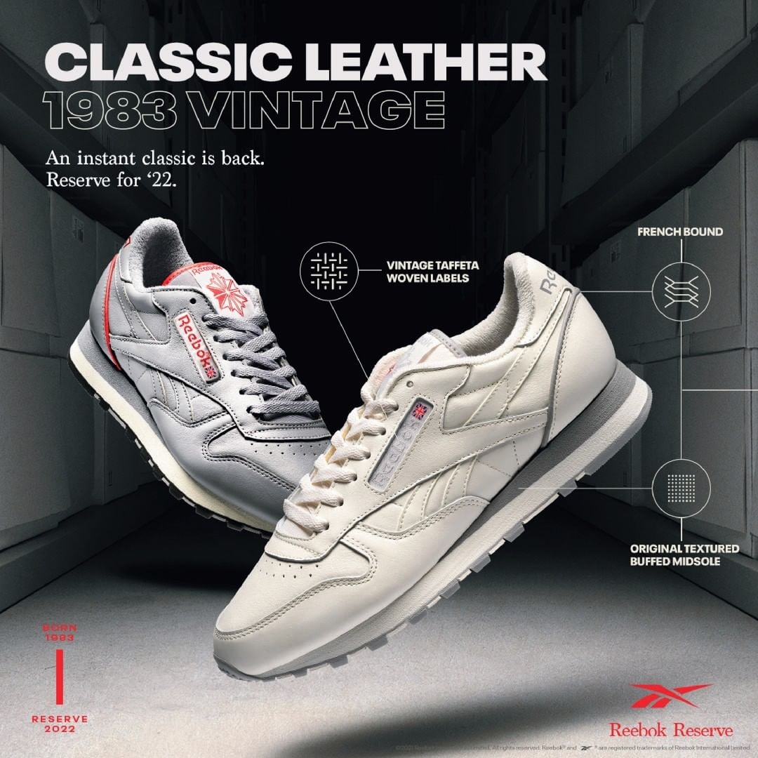 2/17 発売！1983年当時のオリジナルカラーを継承！REEBOK CLASSIC LEATHER 1983 VINTAGE (リーボック クラシックレザー 1983 ビンテージ) [GX0281/GX0282]