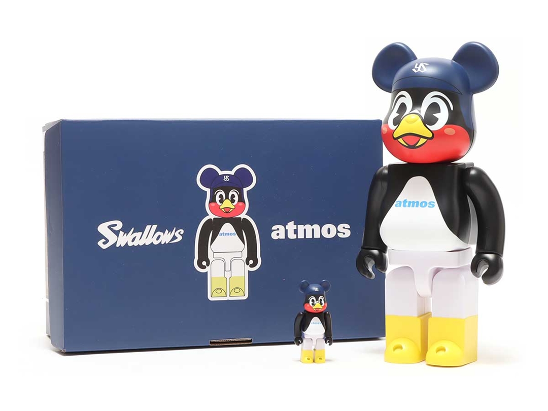 つば九郎 × ベアブリック コラボ！BE@RBRICK atmos × Tokyo Yakult Swallows 100% & 400%が2/23 発売 (アトモス 東京ヤクルトスワローズ)