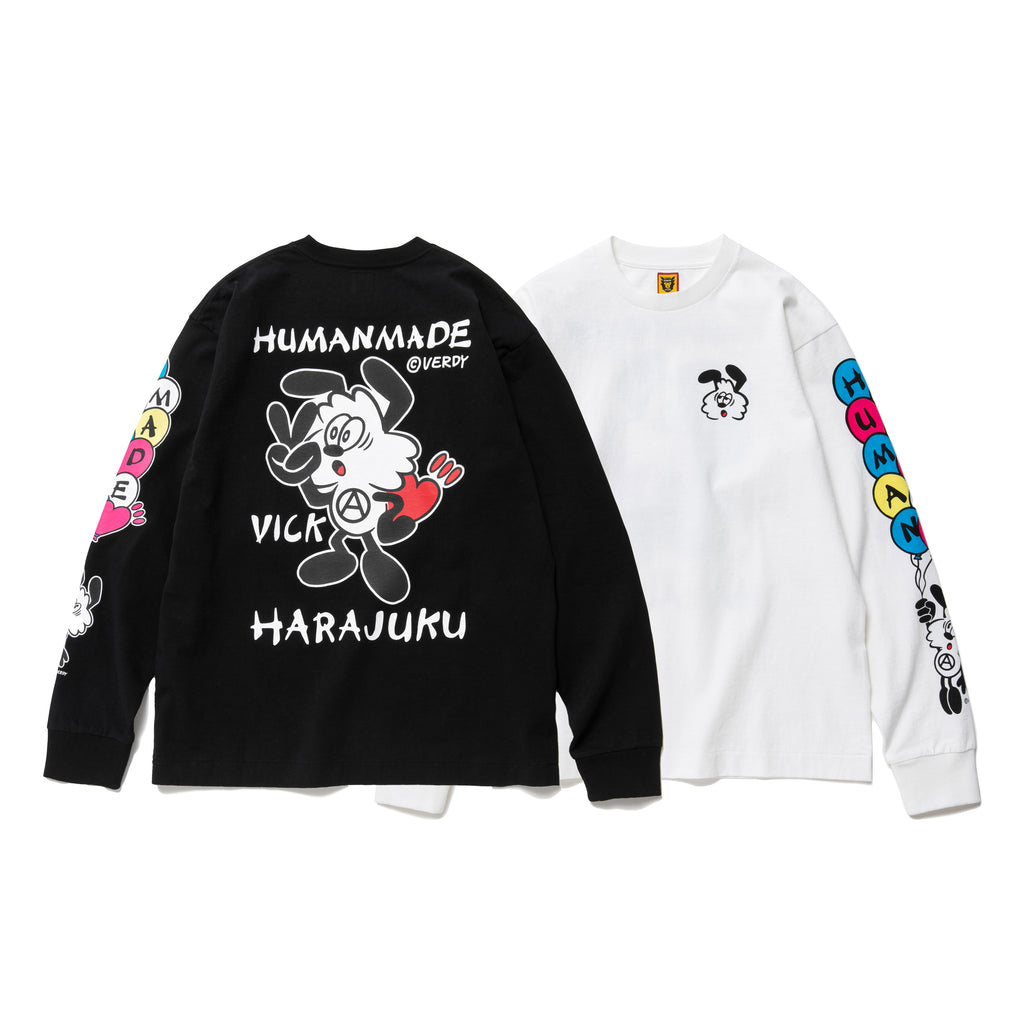 HUMAN MADE ヒューマンメイド ラグランカットソー ロングTシャツ 白×赤 サイズL 正規品 / 32010