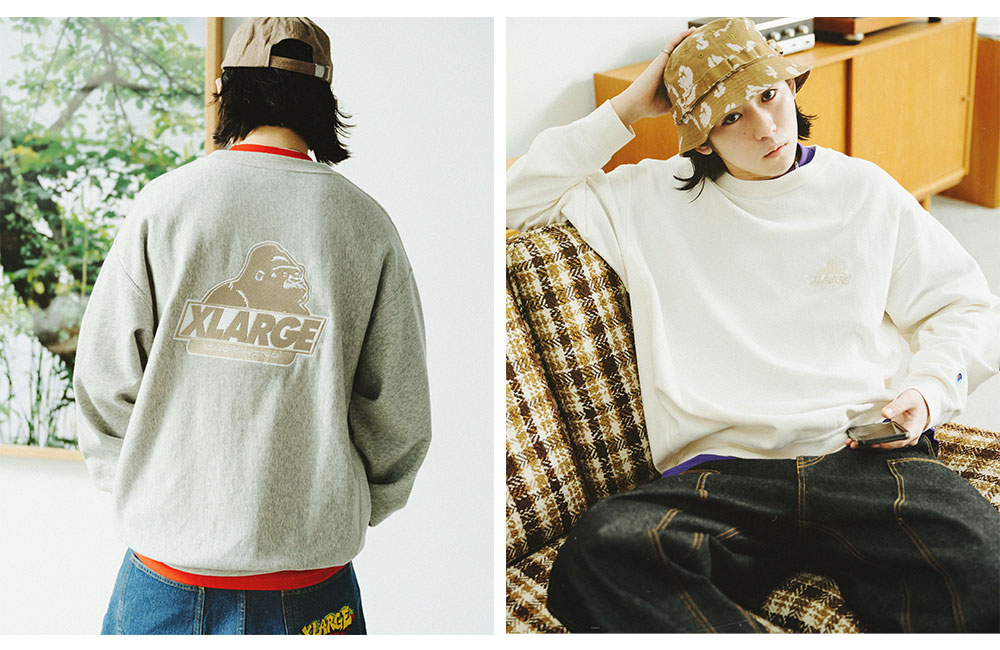 3/5 発売！XLARGE × Champion コラボレーション最新作のREVERSE WEAVE クルーネックスウェット ​(エクストララージ チャンピオン)