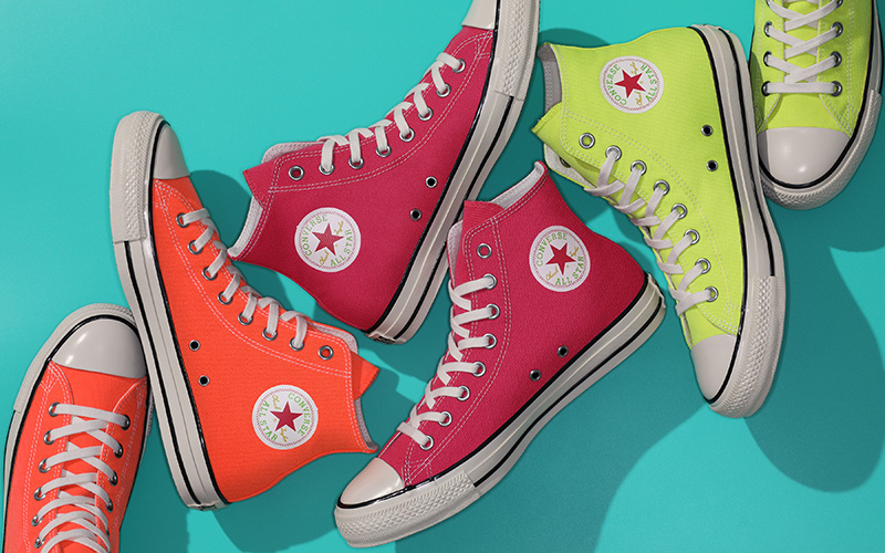 4月 発売！CONVERSE ALL STAR US NEONCOLORS OF HIアーカイブの「ON FIRE COLLECTION」をUSスペックでアップデート!直営店限定色有り (コンバース オールスター ネオンカラーズ)