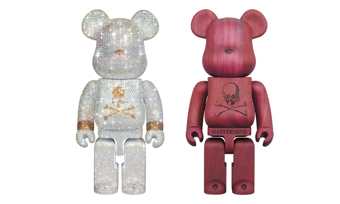 4/23 発売！カリモク製とクリスタルまみれの mastermind JAPAN × BE@RBRICK "CRYSTAL DECORATE 400% WHITE/GOLD" "PURPLE HEART 400%" (マスターマインド ジャパン ベアブリック)