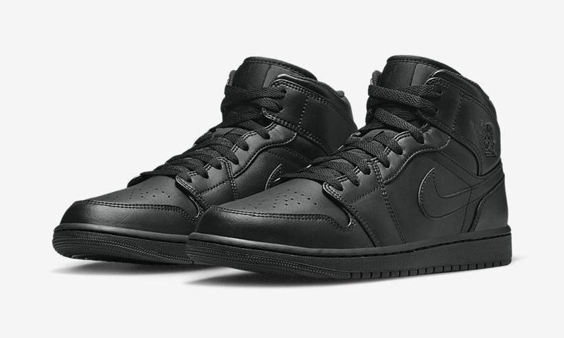 海外発売！ナイキ エア ジョーダン 1 ミッド “トリプルブラック” (NIKE AIR JORDAN 1 MID “Triple Black”) [554724-093]