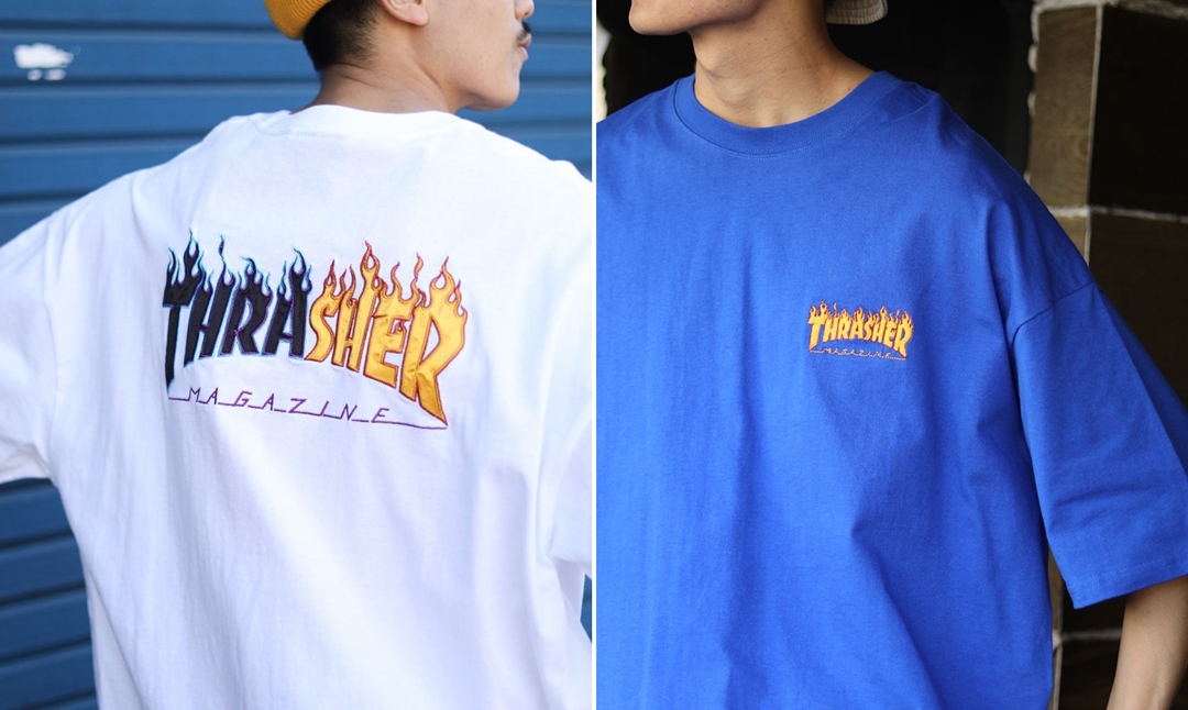 THRASHER × FREAK’S STORE 背中や胸元に施されたフレイムロゴ刺繍 TEEが発売 (スラッシャー フリークスストア)