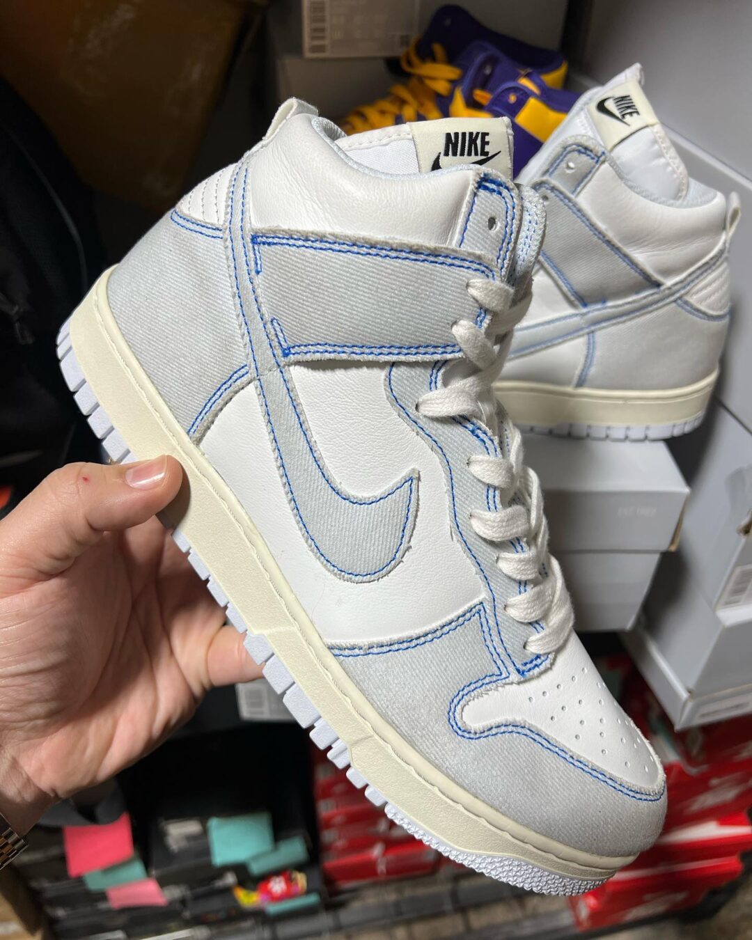 【国内 11/21 発売】ナイキ ダンク ハイ 1985 “ホワイト/ブルーデニム” (NIKE DUNK HIGH 1985 “White/Blue Denim”) [DQ8799-101]