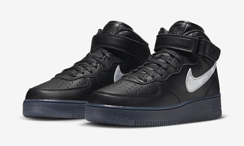 海外 7/2 発売！ナイキ エア フォース 1 ミッド プレミアム “ブラックレザー/シルバー” (NIKE AIR FORCE 1 MID PREMIUM “Black Leather/Silver”) [DX3061-001]