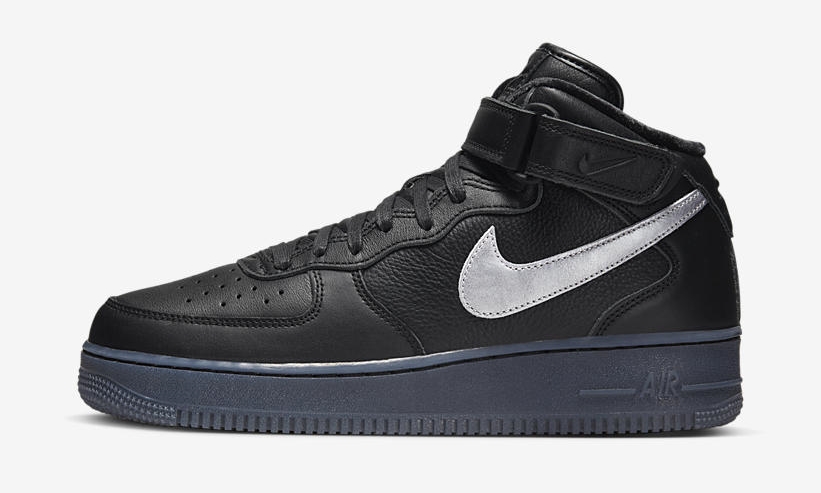 海外 7/2 発売！ナイキ エア フォース 1 ミッド プレミアム “ブラックレザー/シルバー” (NIKE AIR FORCE 1 MID PREMIUM “Black Leather/Silver”) [DX3061-001]