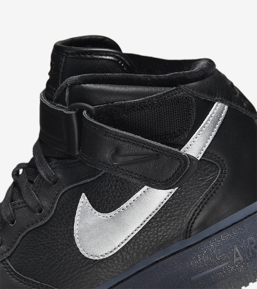 海外 7/2 発売！ナイキ エア フォース 1 ミッド プレミアム “ブラックレザー/シルバー” (NIKE AIR FORCE 1 MID PREMIUM “Black Leather/Silver”) [DX3061-001]