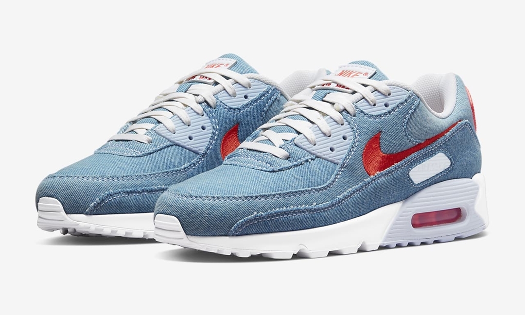 海外発売！ナイキ エア マックス 90 “デニム/ハバネロレッド” (NIKE AIR MAX 90 “Denim/Habanero Red”) [DV2120-900]