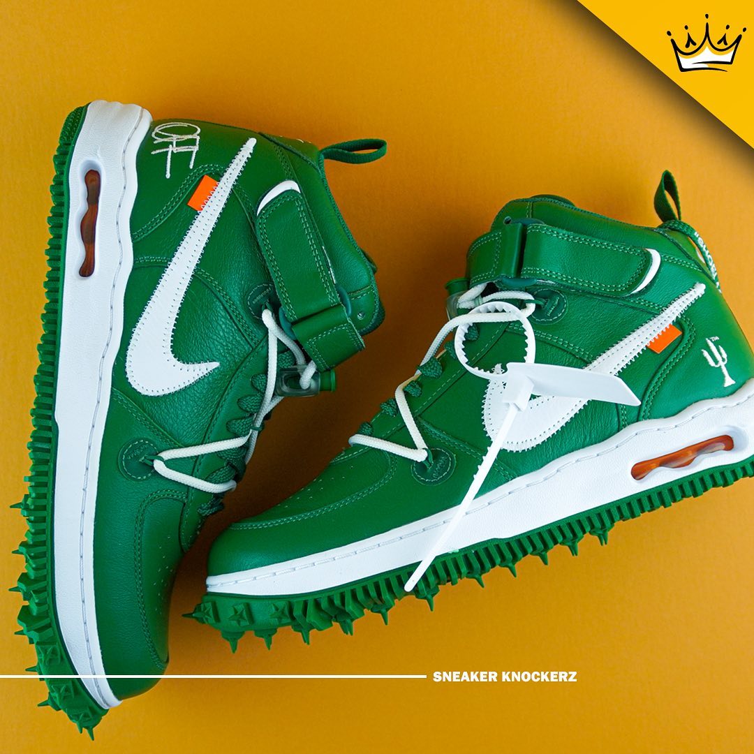 【国内 4/28 発売】OFF-WHITE x NIKE AIR FORCE 1 MID SP “Pine Green” (オフホワイト ナイキ エア フォース 1 ミッド SP “パイングリーン”) [DR0500-300]