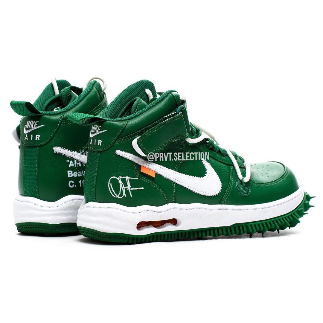 【国内 4/28 発売】OFF-WHITE x NIKE AIR FORCE 1 MID SP “Pine Green” (オフホワイト ナイキ エア フォース 1 ミッド SP “パイングリーン”) [DR0500-300]