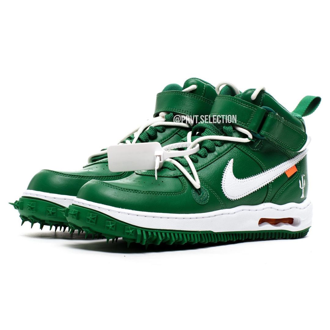 【国内 4/28 発売】OFF-WHITE x NIKE AIR FORCE 1 MID SP “Pine Green” (オフホワイト ナイキ エア フォース 1 ミッド SP “パイングリーン”) [DR0500-300]