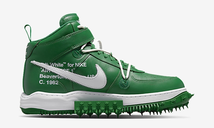 【国内 4/28 発売】OFF-WHITE x NIKE AIR FORCE 1 MID SP “Pine Green” (オフホワイト ナイキ エア フォース 1 ミッド SP “パイングリーン”) [DR0500-300]