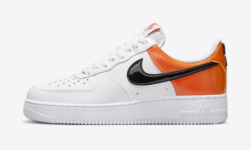 2022年 発売予定！ナイキ ウィメンズ エア フォース 1 ロー “ブラックオレンジパテント/ホワイト” (NIKE WMNS AIR FORCE 1 LOW “Black Orange Patent/White”) [DJ9942-103]