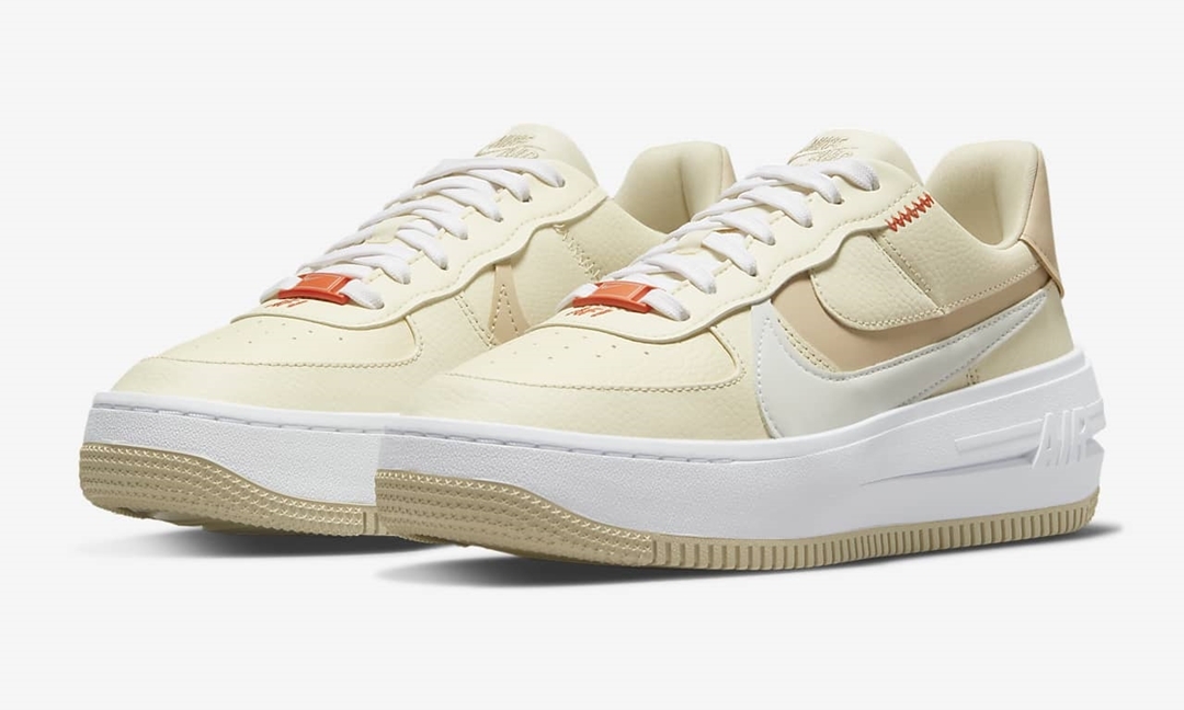 海外発売！ナイキ エア フォース 1 ロー プラットフォーム “ココナッツクリーム/ガルシニア” (NIKE AIR FORCE 1 LOW PLTAFORM/PLT.AF.ORM “Coconut Cream/Garcinia”) [DZ2755-121]