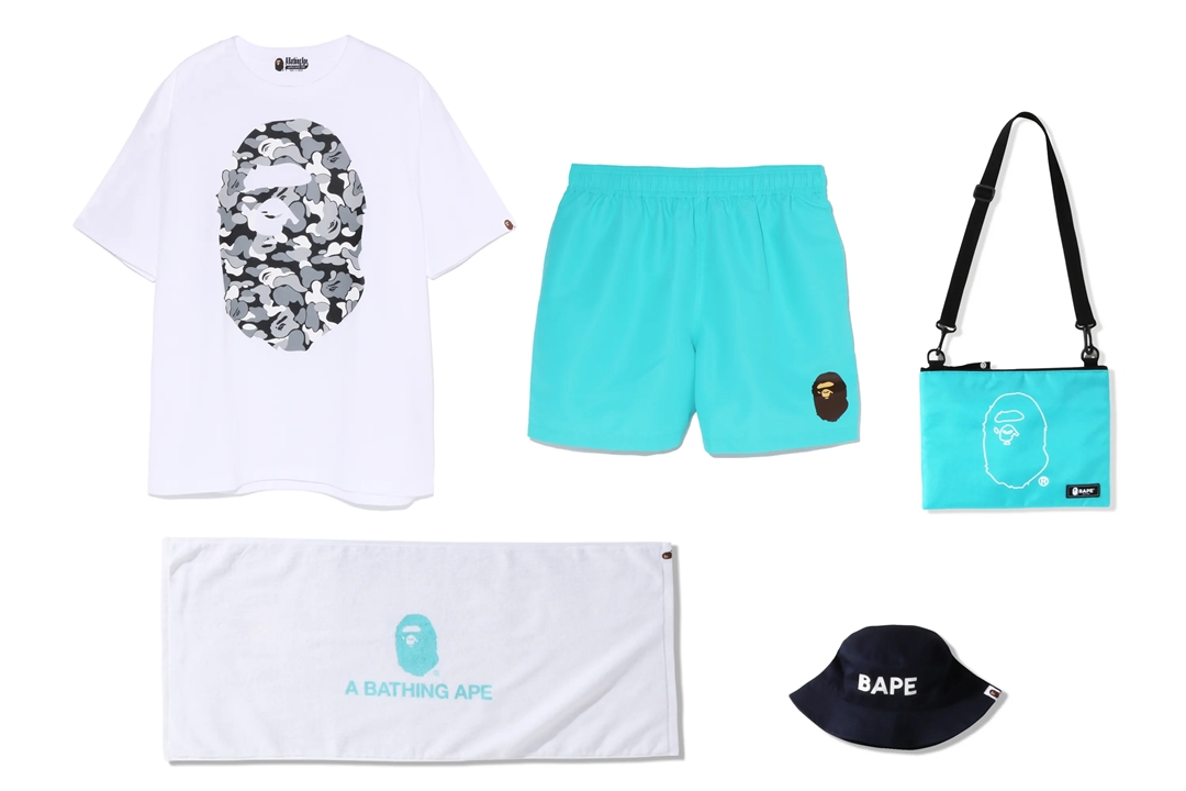 A BATHING APE からビーチ、スポーツをテーマにしたパッケージと、プレミアムエディションの3種類の夏恒例のBAPE BAGが8月中旬発売 (ア ベイシング エイプ)