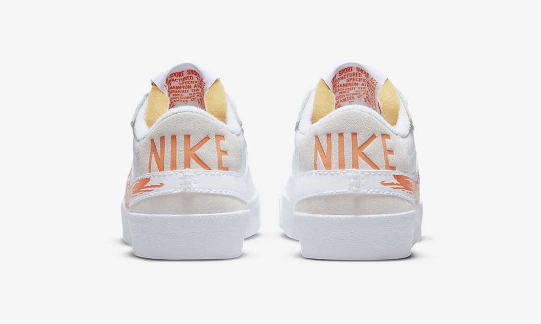 海外発売！ナイキ ブレーザー ロー 77 ジャンボ “ブラッシュストローク スウッシュ/ホワイト/オレンジトランス” (NIKE BLAZER LOW 77 JUMBO “Brushstroke Swoosh/White/Orange Trance”) [DX2648-100]