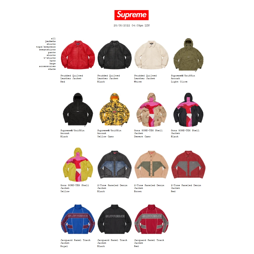 【SUPREME 2022 F/W (シュプリーム 2022年秋冬)】Supreme 2022-2023 SALEが海外 日本時間 1/17 14:00~、国内 1/17 00:00~予定