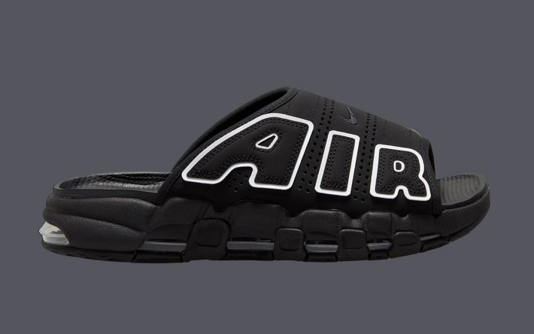 【2024年 3/14 リストック】ナイキ エア モア アップテンポ スライド “ブラック/ホワイト” (NIKE AIR MORE UPTEMPO SLIDE “Black/White”) [DV2132-001]