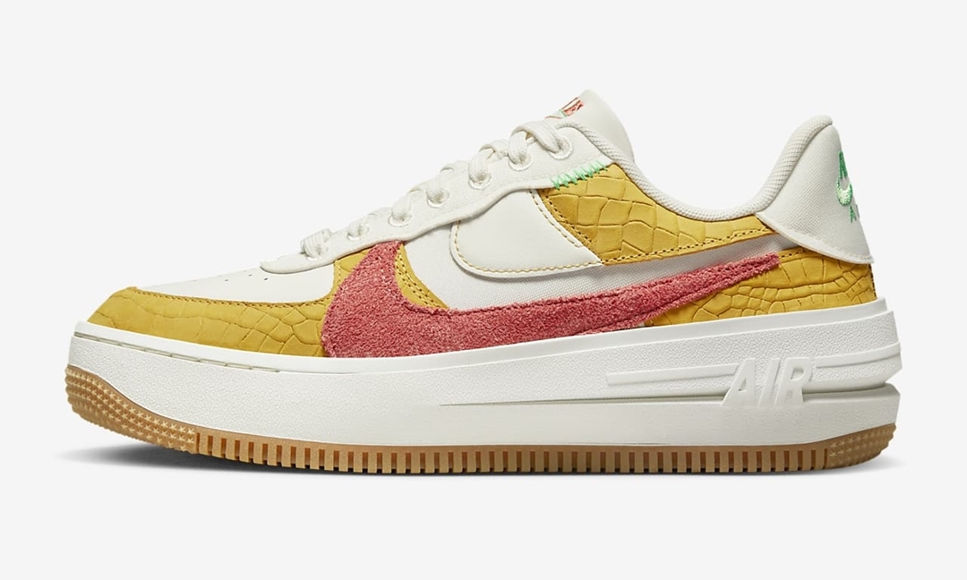 【発売予定】ナイキ エア フォース 1 ロー プラットフォーム “セイル/イエローオークル/グリーンショック” (NIKE AIR FORCE 1 LOW PLTAFORM/PLT.AF.ORM “Sail/Yellow Ocher/Green Shock”) [DX3209-133]