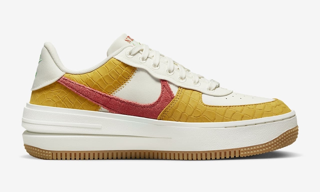 【発売予定】ナイキ エア フォース 1 ロー プラットフォーム “セイル/イエローオークル/グリーンショック” (NIKE AIR FORCE 1 LOW PLTAFORM/PLT.AF.ORM “Sail/Yellow Ocher/Green Shock”) [DX3209-133]