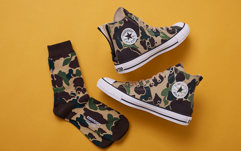 【直営店限定】かかとジッパー仕様の新作カモ柄 CONVERSE ALL STAR RH Z HI/CV SOCKSが9/7 (コンバース オールスター)