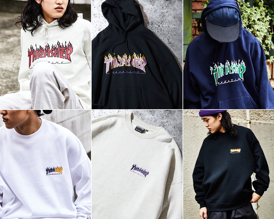 THRASHER × FREAK’S STORE 背中や胸元に施されたフレイムロゴ刺繍 クルーネック/フーディが発売 (スラッシャー フリークスストア)