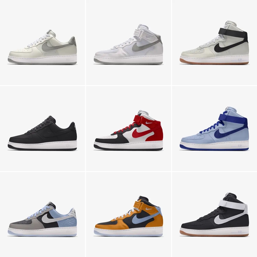 【NIKE BY YOU】サテン/キャンバス/レザーを選択可能！ナイキ エア フォース 1 ロー/ミッド/ハイ (NIKE AIR FORCE 1 LOW/MID/HIGH) [DV3892-900/DZ3639-900/DZ3610-900]