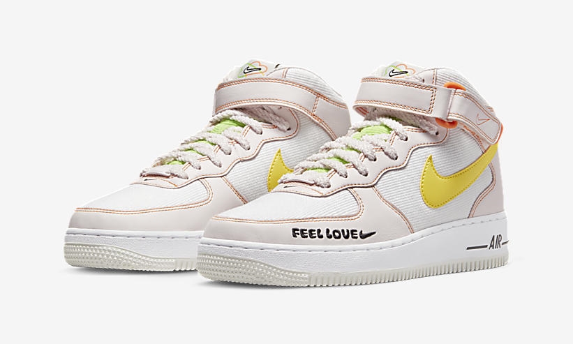 2022年 発売予定！ナイキ エア フォース 1 ミッド “フィールラブ/ホワイト/イエロー” (NIKE AIR FORCE 1 LOW “Feel Love/White/Yellow”) [FD0869-100]