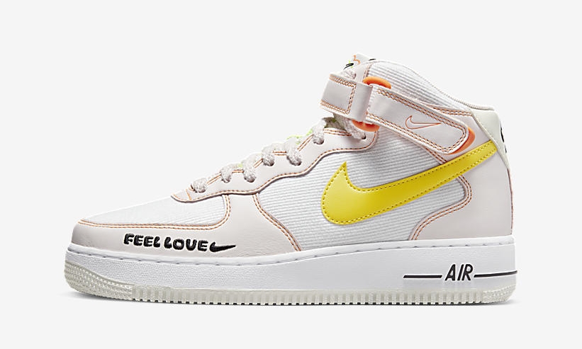 2022年 発売予定！ナイキ エア フォース 1 ミッド “フィールラブ/ホワイト/イエロー” (NIKE AIR FORCE 1 LOW “Feel Love/White/Yellow”) [FD0869-100]