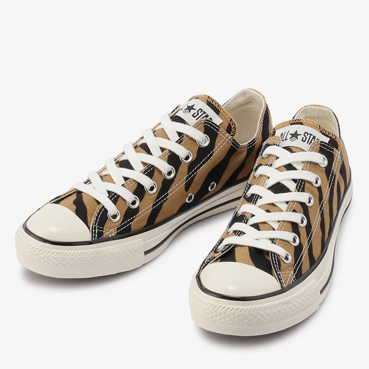 【国内 10/14 発売】洗い加工を施したキャンバスにタイガー柄をプリントした CONVERSE ALL STAR US BROWNTIGER OX/HI (コンバース オールスター US ブラウンタイガー)