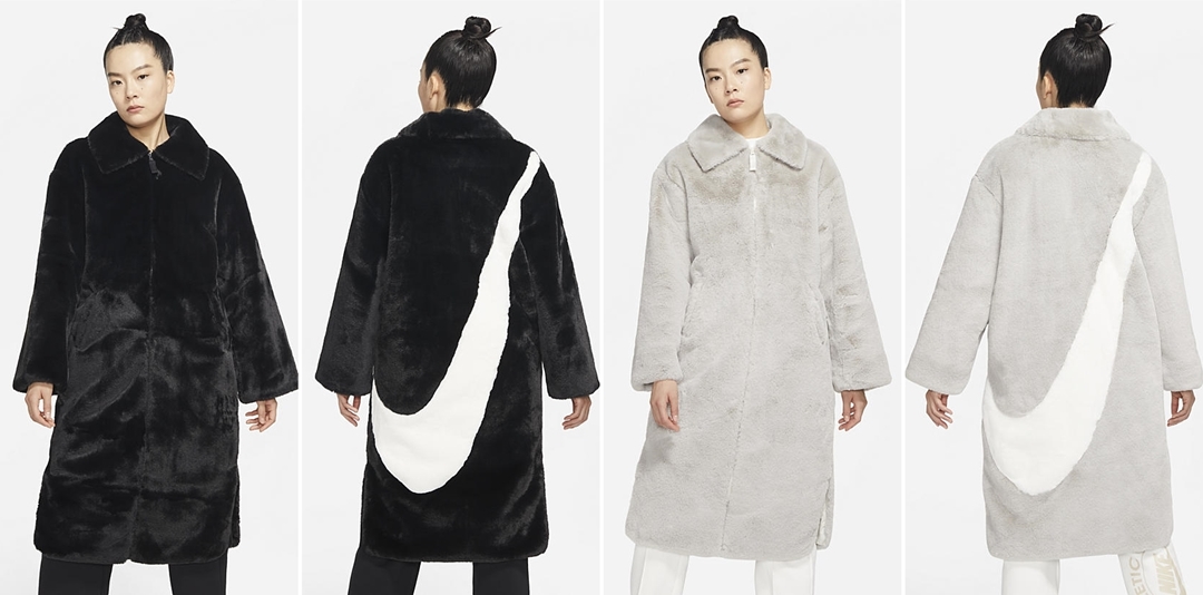 【国内 11/1 発売】ナイキ スポーツウェア ファー ロングコート (NIKE AS WNSW FX FUR GFX AOP LONG JACKET) [DQ6839-010/DQ6839-012]