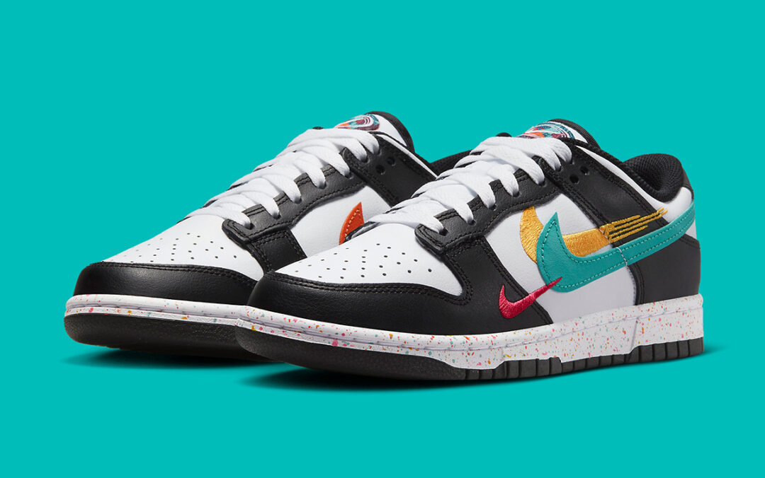 海外 1/18 発売予定！ナイキ ダンク ロー “マルチカラー スウッシュ/ホワイト/ブラック” (NIKE DUNK LOW “Multi-Color Swoosh/White/Black”) [FD4623-131]