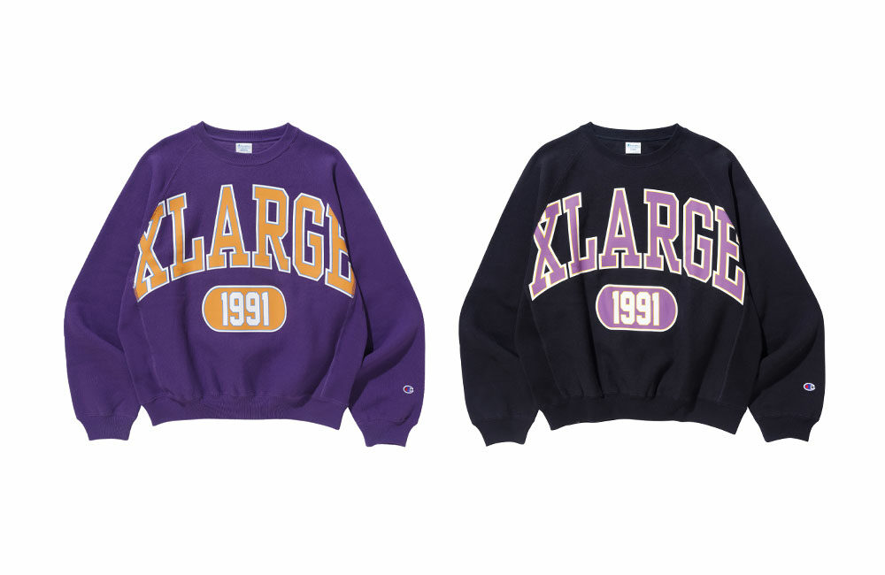 XLARGE × Champion コラボレーション最新作のREVERSE WEAVE クルーネックスウェット/スウェットパンツが10/22 発売 ​(エクストララージ チャンピオン)