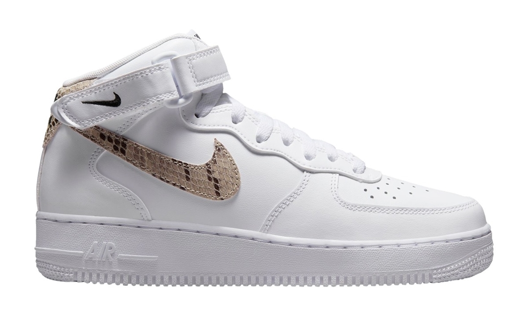 2023年 発売予定！ナイキ エア フォース 1 ミッド ”スネークスキンスウッシュ/ホワイト” (NIKE AIR FORCE 1 MID “Snakeskin Swoosh/White”) [DD9625-101]