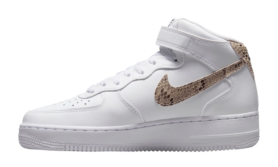 2023年 発売予定！ナイキ エア フォース 1 ミッド ”スネークスキンスウッシュ/ホワイト” (NIKE AIR FORCE 1 MID “Snakeskin Swoosh/White”) [DD9625-101]