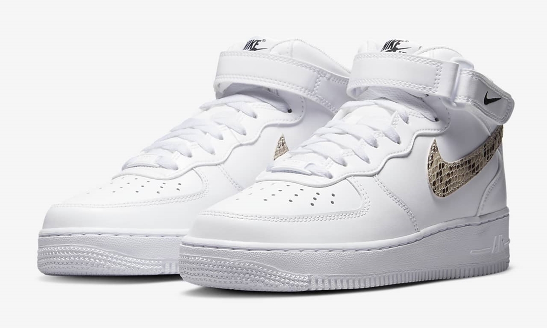 2023年 発売予定！ナイキ エア フォース 1 ミッド ”スネークスキンスウッシュ/ホワイト” (NIKE AIR FORCE 1 MID “Snakeskin Swoosh/White”) [DD9625-101]