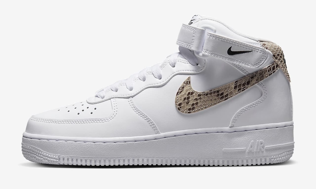 2023年 発売予定！ナイキ エア フォース 1 ミッド ”スネークスキンスウッシュ/ホワイト” (NIKE AIR FORCE 1 MID “Snakeskin Swoosh/White”) [DD9625-101]