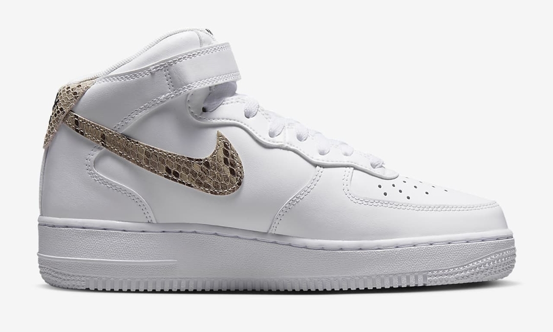 2023年 発売予定！ナイキ エア フォース 1 ミッド ”スネークスキンスウッシュ/ホワイト” (NIKE AIR FORCE 1 MID “Snakeskin Swoosh/White”) [DD9625-101]