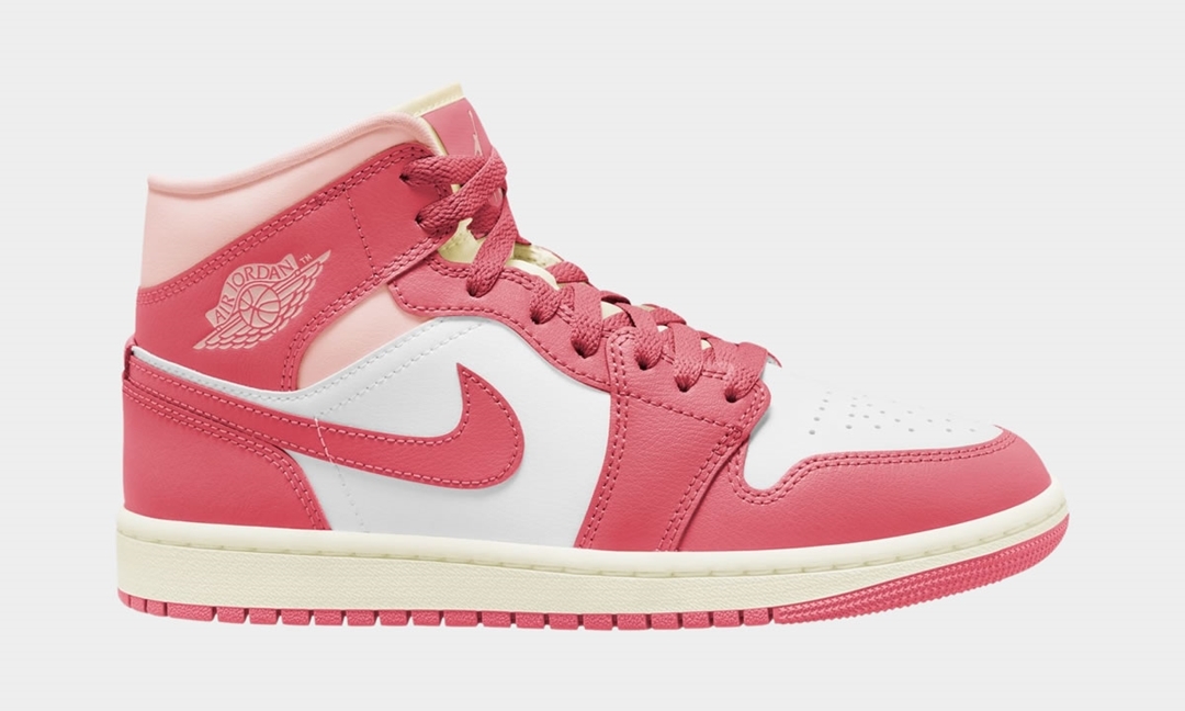 海外 4/3 発売予定！  ナイキ ウィメンズ エア ジョーダン 1 ミッド “ホワイト/ピンク” (NIKE WMNS AIR JORDAN 1 MID “White/Pink”) [BQ6472-186]