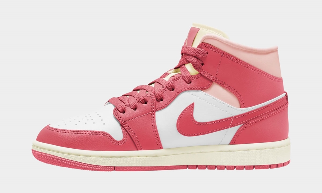 海外 4/3 発売予定！  ナイキ ウィメンズ エア ジョーダン 1 ミッド “ホワイト/ピンク” (NIKE WMNS AIR JORDAN 1 MID “White/Pink”) [BQ6472-186]