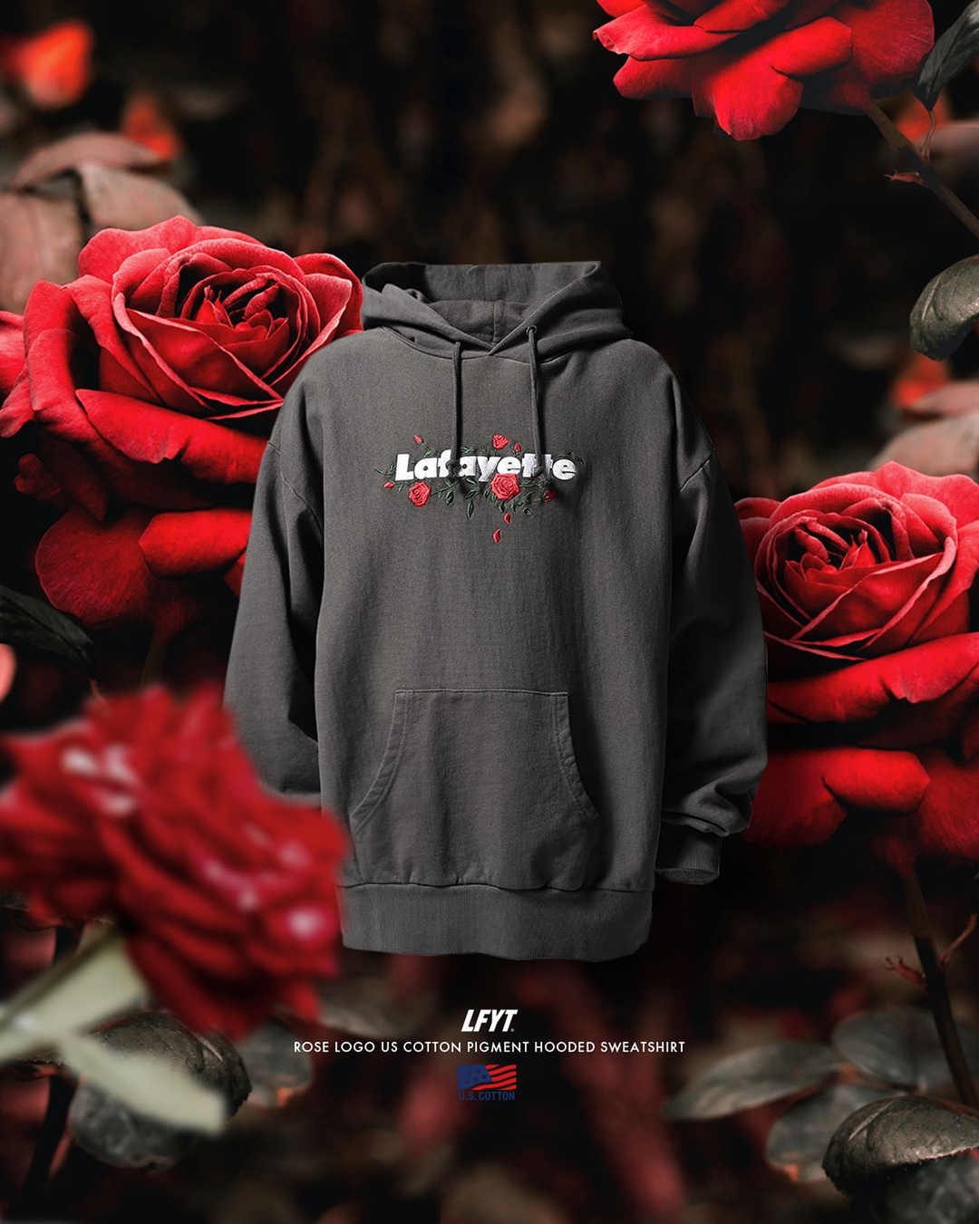 【1/1 発売】Lafayette 2023 “US COTTON PIGMENT DYED CREWNECK & HOODIE” (ラファイエット ローズボックスロゴ)