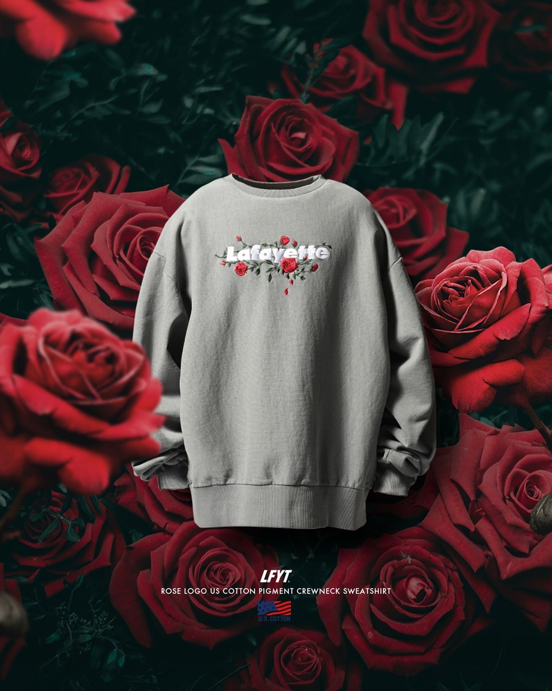 【1/1 発売】Lafayette 2023 “US COTTON PIGMENT DYED CREWNECK & HOODIE” (ラファイエット ローズボックスロゴ)