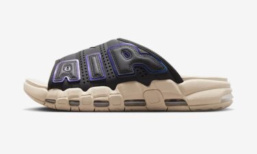 【国内 4/20 発売】ナイキ エア モア アップテンポ スライド “ブラック/セイル” (NIKE AIR MORE UPTEMPO SLIDE “Black/Sail”) [FB7802-001]