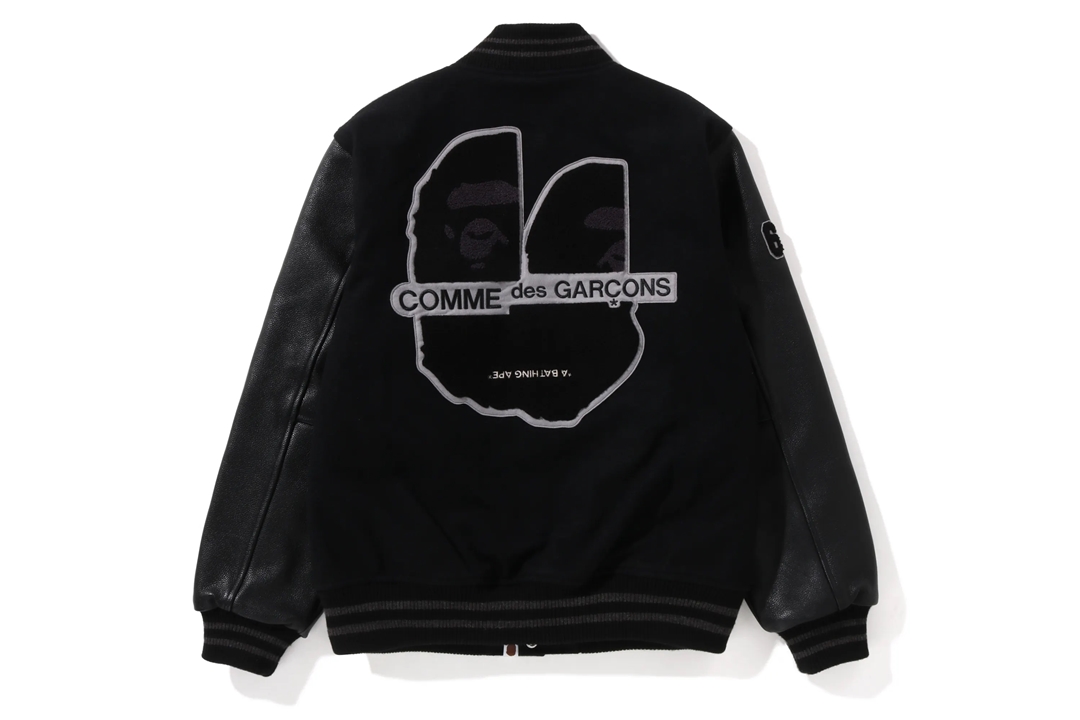 A BATHING APE × COMME des GARÇONS “VARSITY JACKET”が1/9 からBAPE STORE COMME des GARÇONS OSAKAにて限定発売 (ア ベイシング エイプ コム デ ギャルソン)