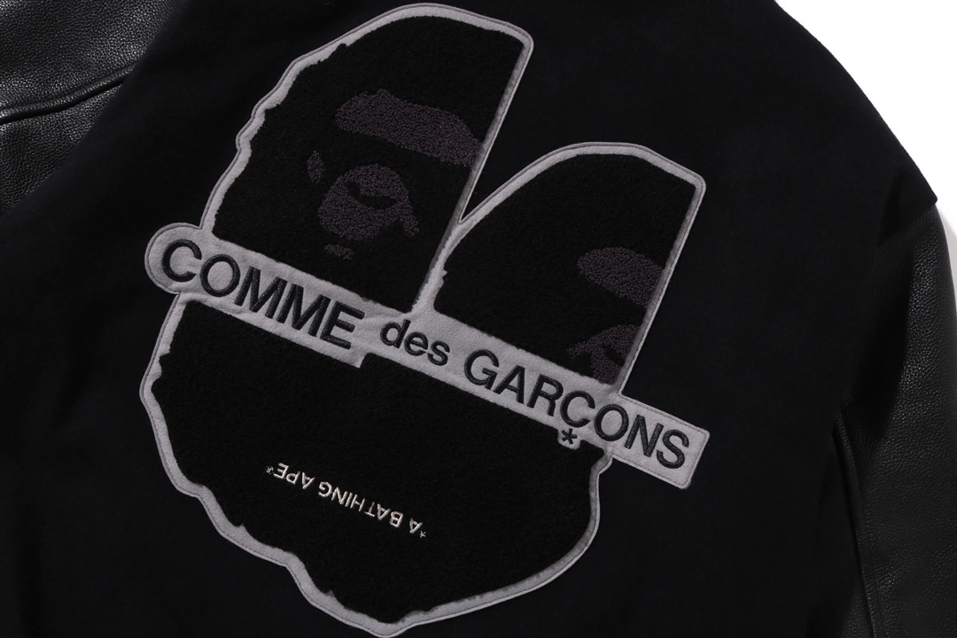A BATHING APE × COMME des GARÇONS “VARSITY JACKET”が1/9 からBAPE STORE COMME des GARÇONS OSAKAにて限定発売 (ア ベイシング エイプ コム デ ギャルソン)