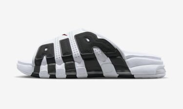 【国内 4/20 発売】ナイキ エア モア アップテンポ スライド “ホワイト/ブラック” (NIKE AIR MORE UPTEMPO SLIDE “White/Black”) [FB7818-100]