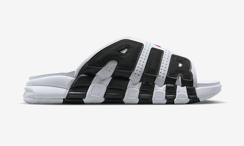 【国内 4/20 発売】ナイキ エア モア アップテンポ スライド “ホワイト/ブラック” (NIKE AIR MORE UPTEMPO SLIDE “White/Black”) [FB7818-100]